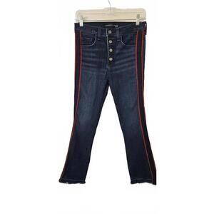 Veronica Beard - Carolyn 10" Baby Boot Dark Denim Jeans with Red Side Stripes
